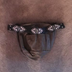 Moss green, leather studded handbag. Tylie Malibu